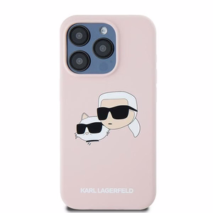 Силиконовый чехол Karl Lagerfeld Karl&Choupette MagSafe для iPhone 15 Pro Max - розовый