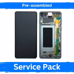 LCD ekraan ühilduv Samsung G973 S10 raamiga / Prism Green / (Eelkokku pandud Service Pack)