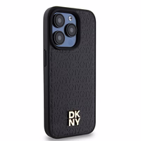 DKNY Leather Monogram Pattern Metal Logo MagSafe Ümbris jaoks iPhone 15 Pro - Must
