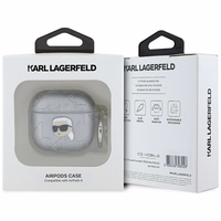 Karl Lagerfeld Monogram Karl Head ümbris jaoks AirPods 4 - hõbedane