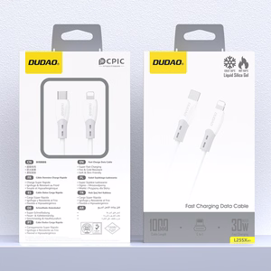 Dudao L25SX 30W USB-C - Lightning kaabel pehme silikoonpõimikuga 1m - valge