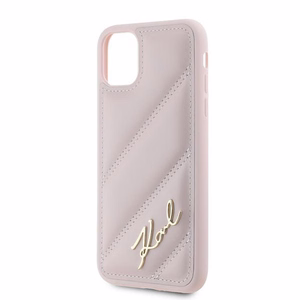 Karl Lagerfeld Diagonal Quilted Script ümbris jaoks iPhone 11 / Xr - roosa