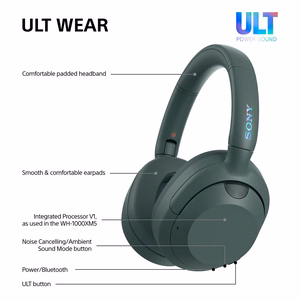 Sony ULT WEAR – juhtmevabad Bluetooth-kõrvaklapid ULT POWER SOUND, sügava bassi, mürasummutuse ja kuni 30 h akuga