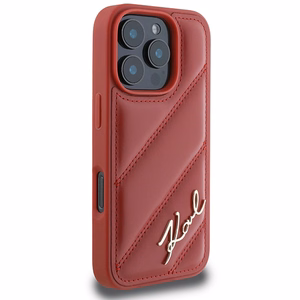 Karl Lagerfeld Quilted Signature iPhone 16 Pro Ümbris - punane