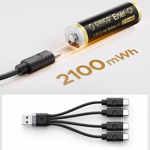 Orico Ener-G EG5C Lithium Battery 1.5V 2100mWh AA USB-C Rechargeable Battery with Charging Cable 4 pcs.