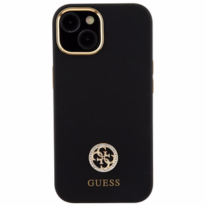 Guess Silicone Logo Strass 4G чехол для iPhone 15 - чёрный