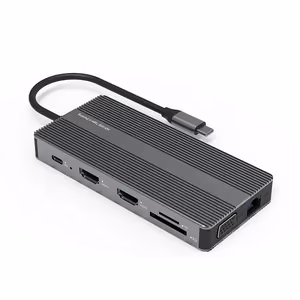 Adapter USB Type-C - 2x HDMI, VGA, LAN, 3x USB Type-A, SD, TF, USB Type-C PD100W, Aux