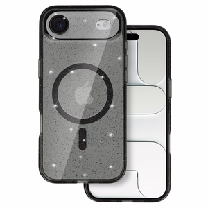Чехол Glitter MagSafe для iPhone 17 Air чёрный прозрачный
