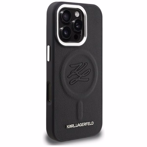 Karl Lagerfeld инициалы и металлический логотип MagSafe чехол iPhone 16 Pro - черный
