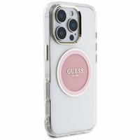 Guess IML Metal Colored Circle Classic Logo MagSafe iPhone 16 Pro Ümbris - Roosa