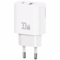 Võrgulaadija USAMS CC317 T65 33W 1xUSB-C 1xUSB-A Fast Charging valge