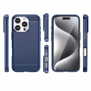 Carbon Ümbris jaoks iPhone 16 Pro Max Silicone Ümbris - Sinine