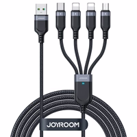 Joyroom Multi-Use Series S-A18 4in1 USB-A - USB-C / Lightning / Lightning / micro USB kaabel 1.2m - must