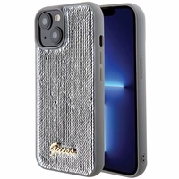 GUESS ümbris jaoks IPHONE 13 / 14 / 15 GUHCP15SPSFDGSS (Sequin Script Metal) hõbedane