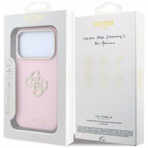 Guess Smooth & Big Strass Logo ümbris iPhone 18 Pro / 17 Pro – roosa
