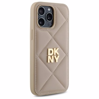 DKNY Quilted Stack Logo iPhone 14 Pro Max Ümbris - Beige