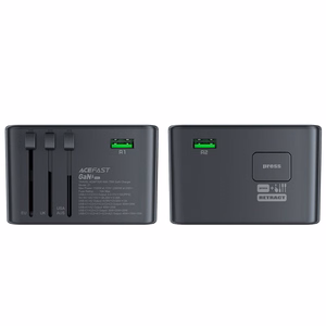 Universal Travel Laadija Acefast Z1 75W GaN 2xUSB-A/3xUSB-C must