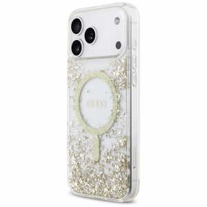 GUESS ümbris jaoks IPHONE 17 Pro Max compatible with MagSafe GUHMP17XRGRGED (Resin Bottom Glitter) kuldne