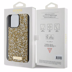 Guess Rhinestone Metal Logo ümbris jaoks iPhone 15 Pro Max - kollane