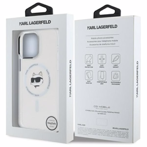 Karl Lagerfeld IML Metal Choupette Head MagSafe iPhone 13 Pro Ümbris - valge