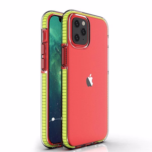 Spring Case selge TPU geelist kaitsekate värvilise raamiga iPhone 13 mini jaoks kollane