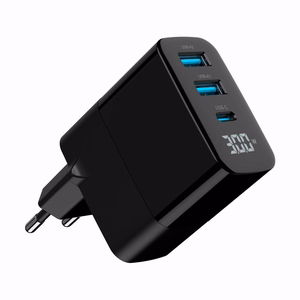 Gembird TA-UC-PDQC30LCD-BK-02 mobiilseadme laadija universaalne must AC kiirlaadimine siseruumidesse