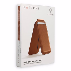 Кожаный кошелек с подставкой, совместимый с MagSafe Satechi Vegan Leather Wallet Stand коричневый