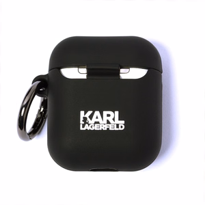 Karl Lagerfeldi silikoonist Ikonik ümbris AirPods 1/2 jaoks - must