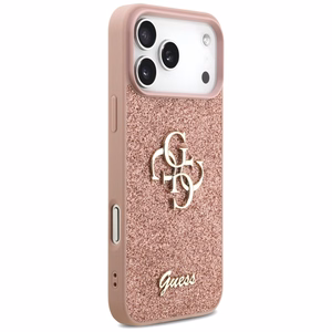 Guess Fixed Glitter Big 4G Ümbris jaoks iPhone 17 Pro Max - Roosa