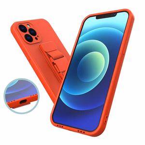 Köiega ümbris Geeli ümbris koos ketiga kinnitusrihmaga koti kinnitusrihm iPhone 13 Pro roosa