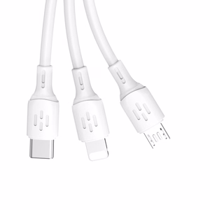 Dudao 3-in-1 USB-A – USB-C / micro USB / Lightning kaabel 6A, 1,2 m, valge