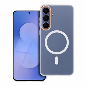 Чехол Samsung A27 Go Orange совместимый с MagSafe прозрачный