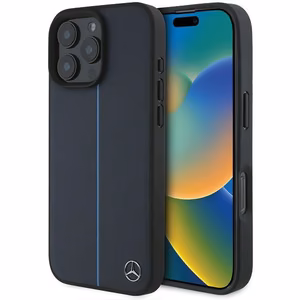 Mercedes MB sinine Line Leather MagSafe Ümbris jaoks iPhone 16 Pro Max - tumesinine