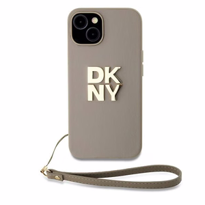 DKNY Wrist Strap Stock Logo ümbris jaoks iPhone 15 Plus - beige