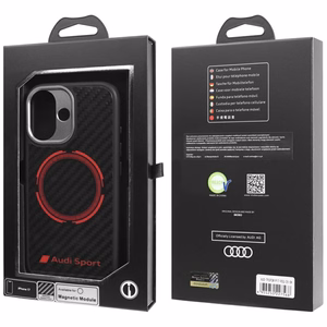 Audi RSQ Carbon Fiber Sport Punane Circle MagSafe Ümbris jaoks iPhone 17 - Must
