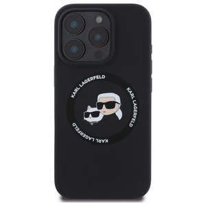 Karl Lagerfeld KLHMP16XSKCHTCK iPhone 16 Pro Max 6.9" чёрный/чёрный жёсткий чехол Silicone Karl&Choupette Heads MagSafe