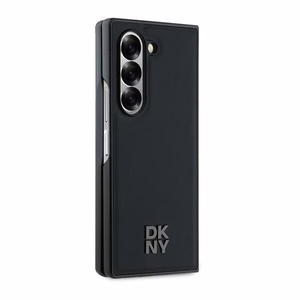 DKNY Magsafe Plain Leather Metal Stack Logo Чехол для Samsung Galaxy Z Fold 6 - чёрный