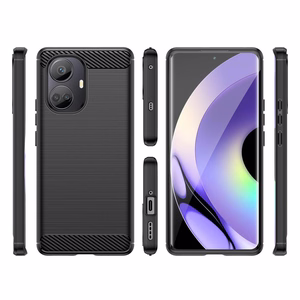 Carbon Ümbris ümbris jaoks Realme 10 Pro+ flexible silicone carbon cover must
