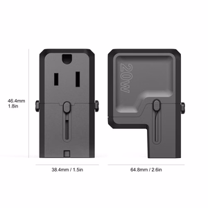 Choetech PD6038 USB-C USB-A PD 20W Travel Laadija USA EU UK AU - must