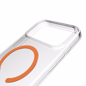 Puro Lite Mag TPU+PC Ümbris Compatible with MagSafe jaoks iPhone 17 Pro Max - Läbipaistev with Oranž Ring