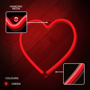 Neon LED Light HEART punane Bat + USB FLNE07 Forever Light