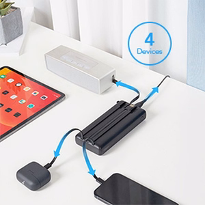 Powerbank Veger C20 (W2047 / W2059) 20000 mAh with built-in Micro-USB cables / Type C / Lightning must
