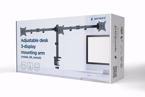 Gembird MA-D3-01 reguleeritav lauahoidik 3 monitorile (pööratav, kallutatav), 17”–27”, kuni 7 kg