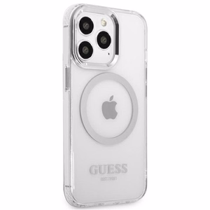 Guess Metal Outline MagSafe чехол для iPhone 13 Pro / iPhone 13 - серебряный