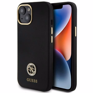 Guess Silicone Logo Strass 4G чехол для iPhone 15 - чёрный