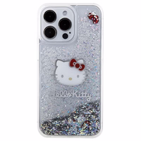 Hello Kitty Liquid Glitter Charms Kitty Head ümbris jaoks iPhone 15 Pro Max - hõbedane