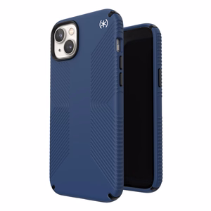 Speck Presidio2 Grip ümbris seadmele iPhone 15 Plus / 14 Plus, libisemiskindla haardega, Coastal Blue / Black / White värvikombinatsioon
