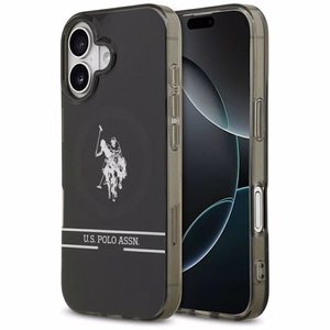 US Polo DH and Bottom Stripe Logo MagSafe чехол iPhone 17 - черный
