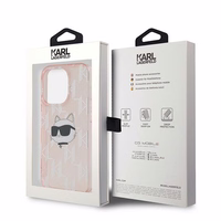 Karl Lagerfeld IML Choupette Head & Monogram ümbris jaoks iPhone 14 Pro Max - roosa