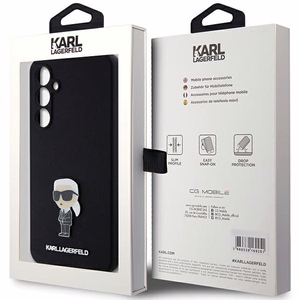 Karl Lagerfeld Silicone Ikonik Metal Pin ümbris jaoks Samsung Galaxy S23 FE - must